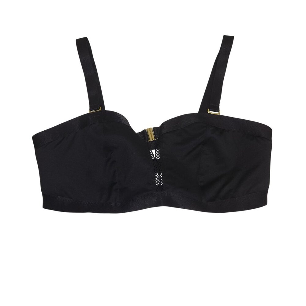 Torrid Curve Black Strappy Lace Detail Longline Bra Gold Hardware 3720